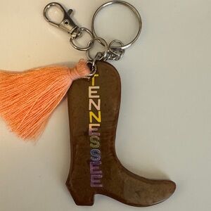 Brown Boot Key Holder with Orange Tassel